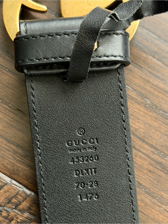 Gucci Black Leather Belt Gold Pearl Double G Buckle. Original Receipt in Photo main image 4